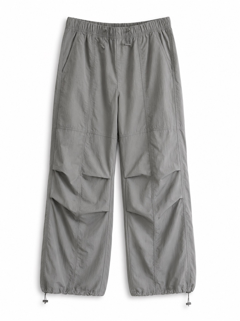 NWT Love Tree Parachute Jogger Pants Women L Light Gray Baggy Wide Leg Y2K